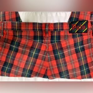 Polo Ralph Lauren Red Plaid Pants Distressed Tartan Eldridge Skinny Jeans Rugby